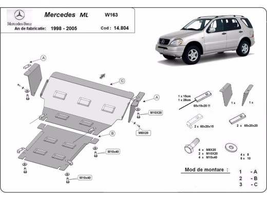 Ocelový kryt motoru Mercedes ML W163 (1998-2005)Mercedes ML