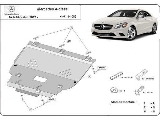 Ocelový kryt motoru Mercedes A-Class W176 (2012-2019)Mercedes A-Classe