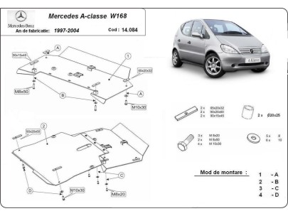 Ocelový kryt motoru Mercedes A-Classe W168 (1997-2004) 2