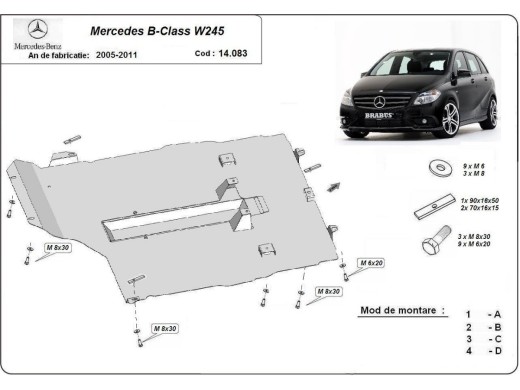 Ocelový kryt motoru Mercedes B-Class (2005-2011)Mercedes B-Classe