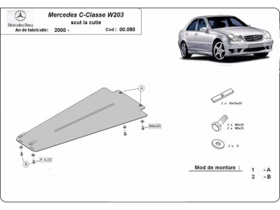 Ocelový kryt převodovky automat Mercedes C-Clasee W203 (2000-2007) 2