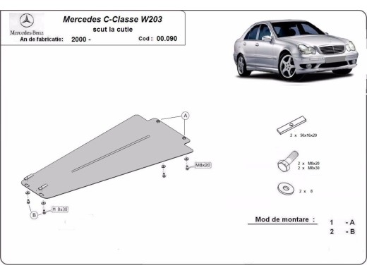 Ocelový kryt převodovky automat Mercedes C-Clasee W203 (2000-2007)Mercedes C-Classe