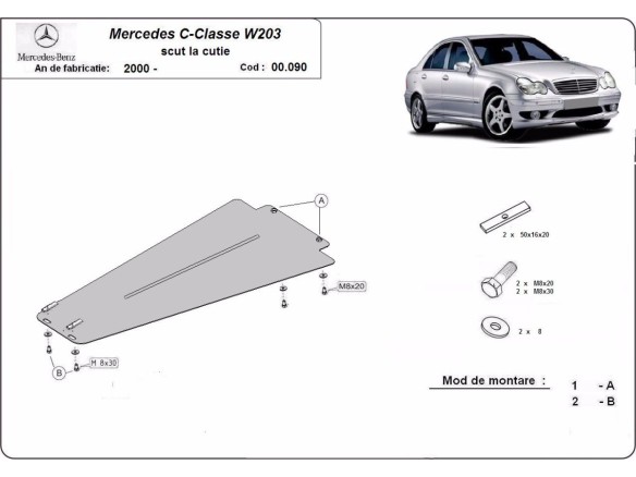 Ocelový kryt převodovky automat Mercedes C-Clasee W203 (2000-2007)Mercedes C-Classe