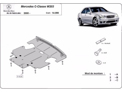 Ocelový kryt motoru Mercedes C-Classe (2000-2007) 2