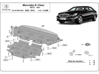 Ocelový kryt motoru Mercedes E-Classe W212 - 4x4 (2009-2016) 2