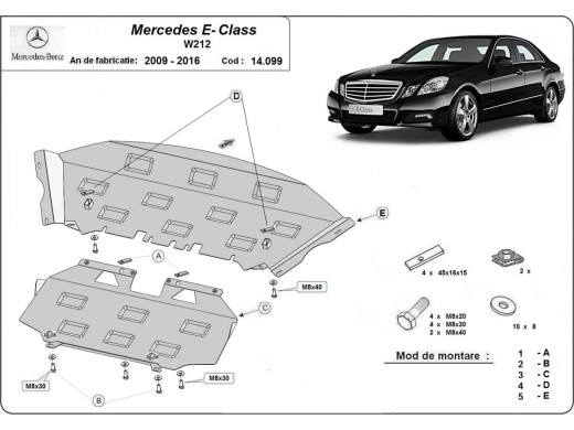Ocelový kryt motoru Mercedes E-Classe W212 (2009-2016)Mercedes E-Classe