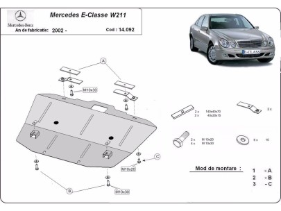 Ocelový kryt motoru Mercedes E-Classe W211 (2002-2008) 2
