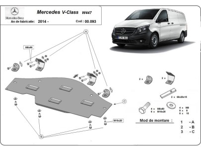 Ocelový kryt systému Start-Stop Mercedes V-Class W447, 4x2, 1.6 D (2014-2025) 2