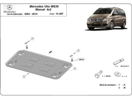 Ocelový kryt motoru Mercedes Viano W639 - 2.2 D 4x2 (2003-2014)Mercedes Viano