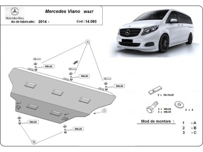 Ocelový kryt motoru Mercedes Viano W447, 4x2, 1.6 D (2014-2025) 2