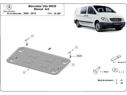 Ocelový kryt motoru Mercedes Vito W639 - 2.2 D 4x2 (2003-2014)Mercedes Vito