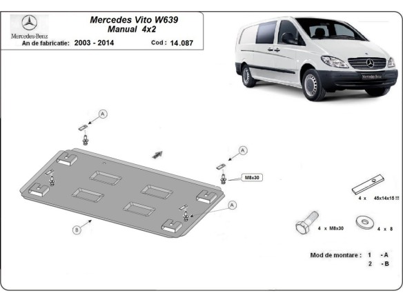 Ocelový kryt motoru Mercedes Vito W639 - 2.2 D 4x2 (2003-2014)Mercedes Vito