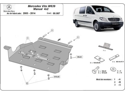 Ocelový kryt převodovky Mercedes Vito W639 - 2.2 D 4x2 (2003-2014) 2