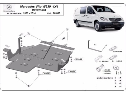 Ocelový kryt převodovky Mercedes Vito W639 - 4x4 - Automatická převodovka (2003-2014) 2