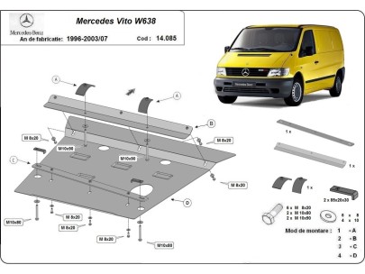 Ocelový kryt motoru Mercedes Vito (1996-2003) 2