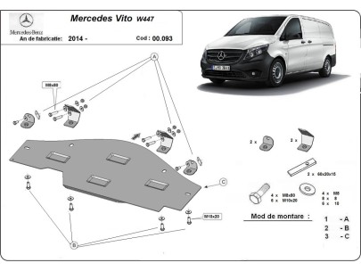 Ocelový kryt systému Start-Stop Mercedes Vito W447, 4x2, 1.6 D (2014-2025) 2