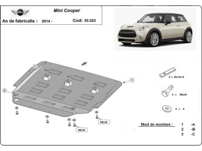 Ocelový kryt motoru Mini Cooper (2014-2025) 2