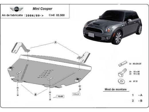 Ocelový kryt motoru Mini Cooper R56 (2006-2014)Mini Cooper