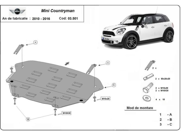 Ocelový kryt motoru Mini Countryman (2010-2017)Mini Countryman