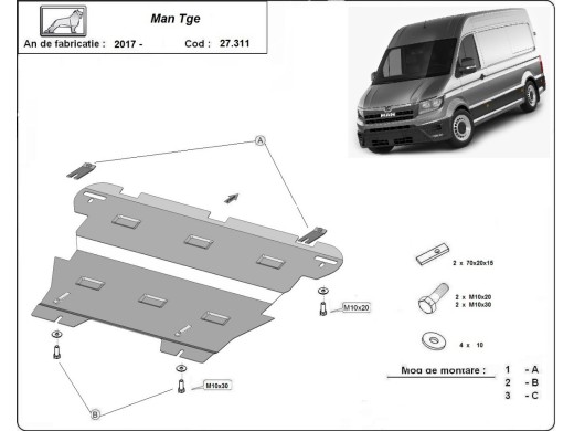 Ocelový kryt motoru Man Tge (2017-2026)Man Tge