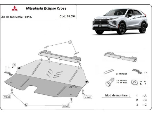 Ocelový kryt motoru Mitsubishi Eclipse Cross (2018-2025)Mitsubishi Eclipse Cross