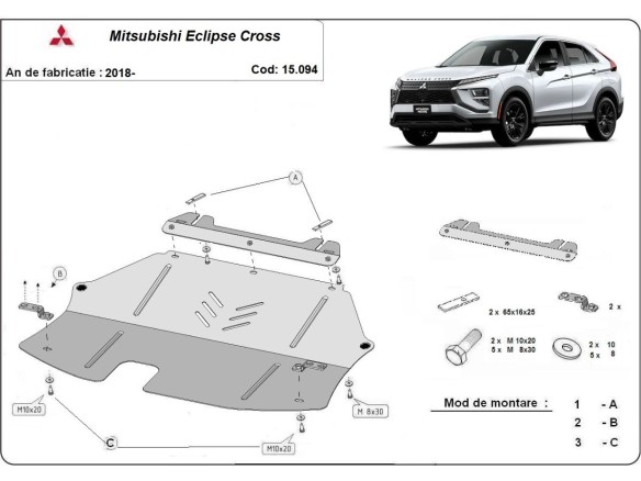 Ocelový kryt motoru Mitsubishi Eclipse Cross (2018-2025)Mitsubishi Eclipse Cross