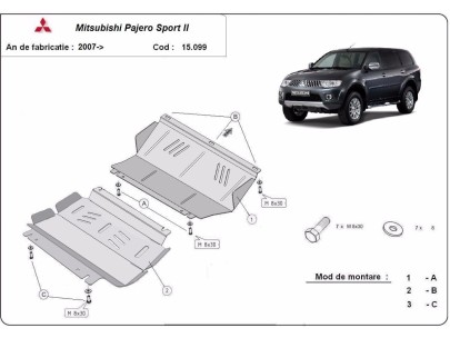 Ocelový kryt motoru Mitsubishi Pajero Sport 2 (2008-2016) 2