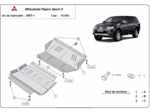 Ocelový kryt motoru Mitsubishi Pajero Sport 2 (2008-2016)Mitsubishi Shogun Sport