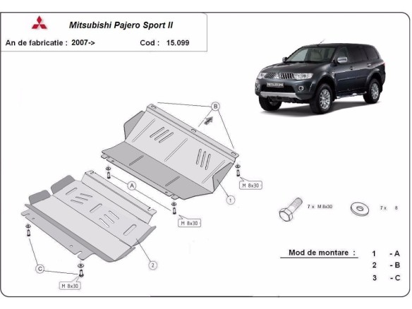 Ocelový kryt motoru Mitsubishi Pajero Sport 2 (2008-2016)Mitsubishi Shogun Sport