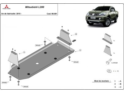 Ocelový kryt palivové nádrže Mitsubishi L 200 (2015-2025) 2