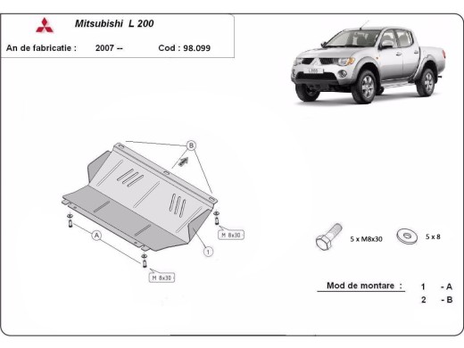 Ocelový kryt chladiče Mitsubishi L 200 (2005-2015)Mitsubishi L200