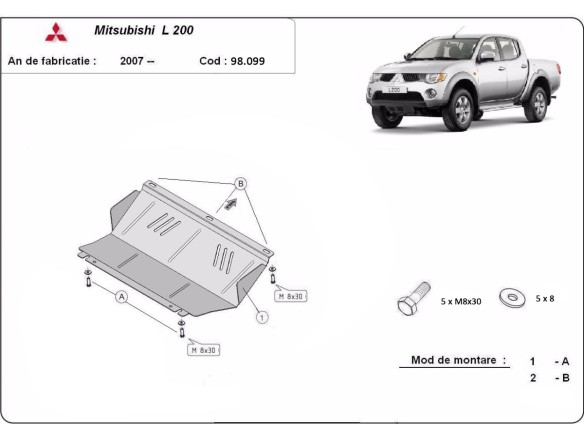 Ocelový kryt chladiče Mitsubishi L 200 (2005-2015)Mitsubishi L200