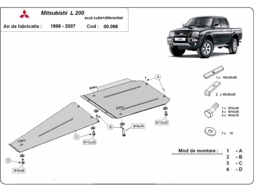 Ocelový kryt převodovky a reduktoru Mitsubishi L 200 (1998-2007)Mitsubishi L200