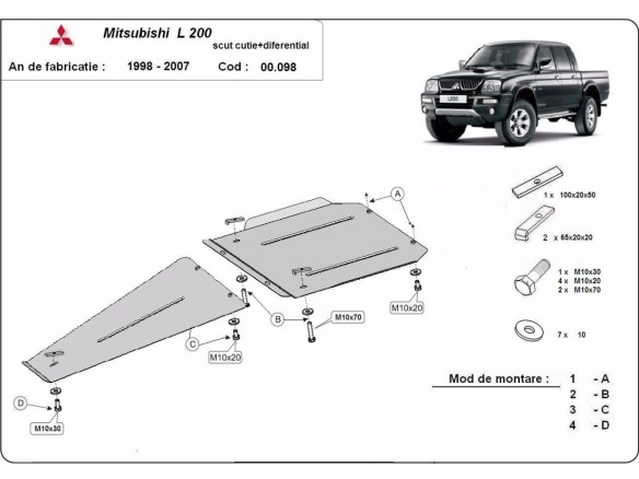 Ocelový kryt převodovky a reduktoru Mitsubishi L 200 (1998-2007)Mitsubishi L200