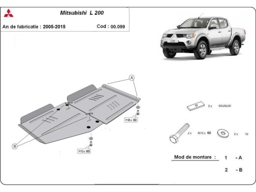 Ocelový kryt převodovky Mitsubishi L 200 (2005-2015)Mitsubishi L200