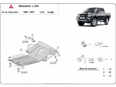 Ocelový kryt motoru Mitsubishi L200 (1998-2007) 2