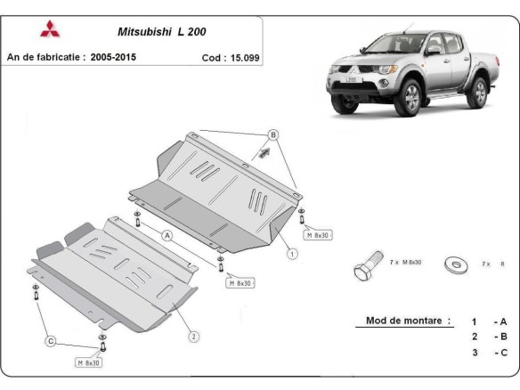 Ocelový kryt motoru Mitsubishi L 200 (2005-2015)Mitsubishi L200