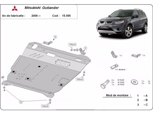 Ocelový kryt motoru Mitsubishi Outlander (2006-2012)Mitsubishi Outlander