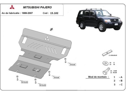 Ocelový kryt motoru Mitsubishi Pajero 3 (V60, V70) (1999-2007) 2