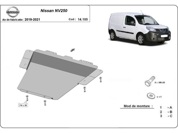 Ocelový kryt motoru Nissan NV250 (2019-2021)Nissan NV250