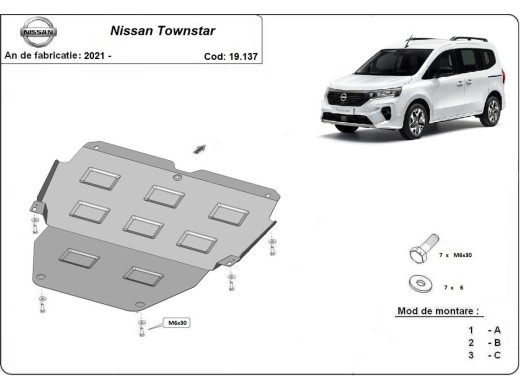 Ocelový kryt motoru Nissan Townstar (2021-2025)Nissan Townstar