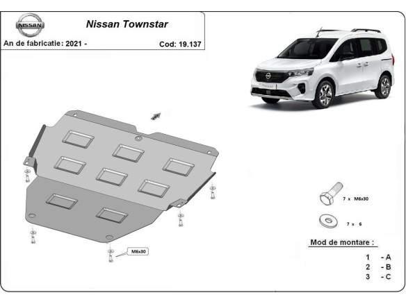 Ocelový kryt motoru Nissan Townstar (2021-2025)Nissan Townstar