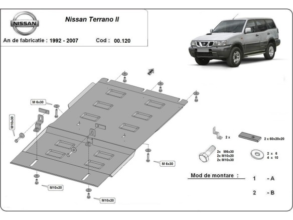 Ocelový kryt převodovky Nissan Terrano II (1992-2007)Nissan Terrano 