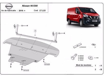 Ocelový kryt motoru Nissan NV300 (2014-2021) 2
