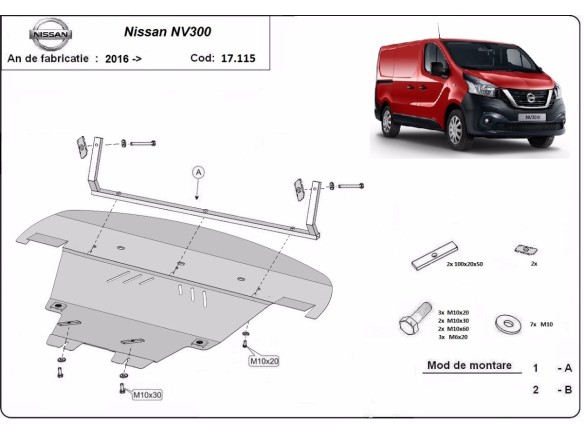 Ocelový kryt motoru Nissan NV300 (2014-2021)Nissan NV300