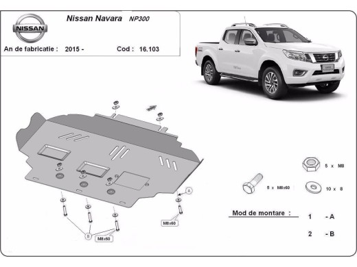 Ocelový kryt motoru Nissan Navara NP300 - D23 (2015-2021)Nissan Navara NP300