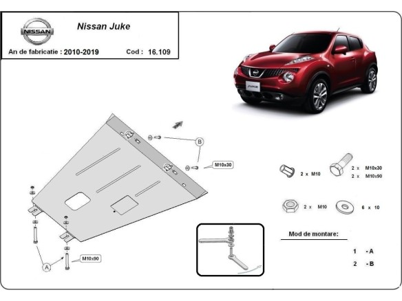 Ocelový kryt motoru Nissan Juke (2010-2019)Nissan Juke