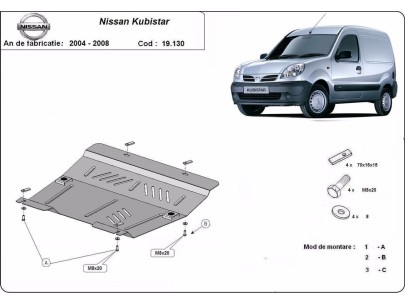 Ocelový kryt motoru Nissan Kubistar (2004-2008) 2