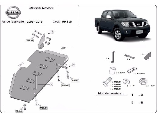 Ocelový kryt palivové nádrže Nissan Navara D40 (2005-2015)Nissan Navara