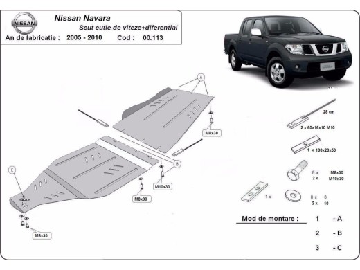 Ocelový kryt převodovky Nissan Navara (2005-2015)Nissan Navara